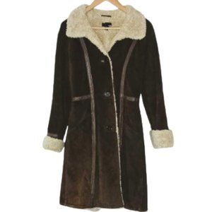 H&M H and S Women's Real Leather Long Sherpa Brown